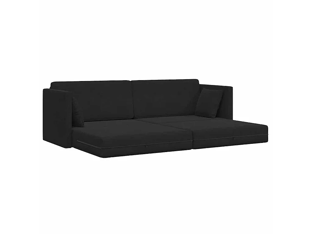Canapé convertible 2 places en velours noir 213x76x77 cm