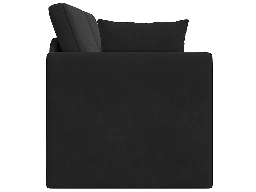 Canapé convertible 2 places en velours noir 213x76x77 cm