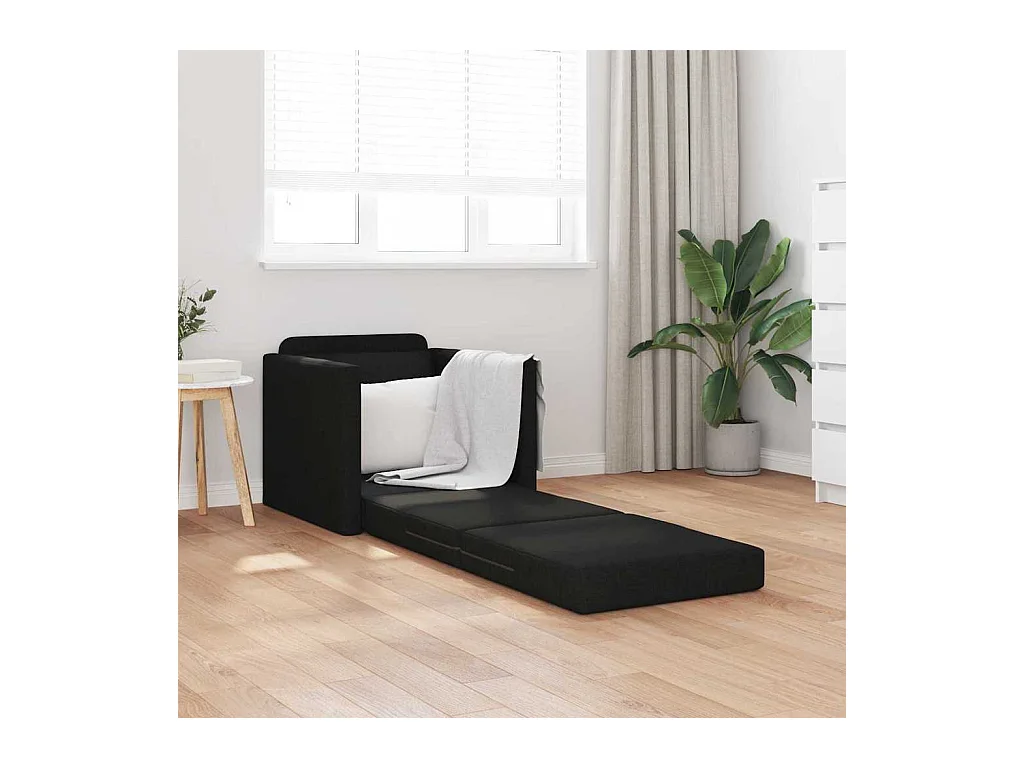 Divano letto con cuscino Tessuto nero 74 x 77 x 81 cm
