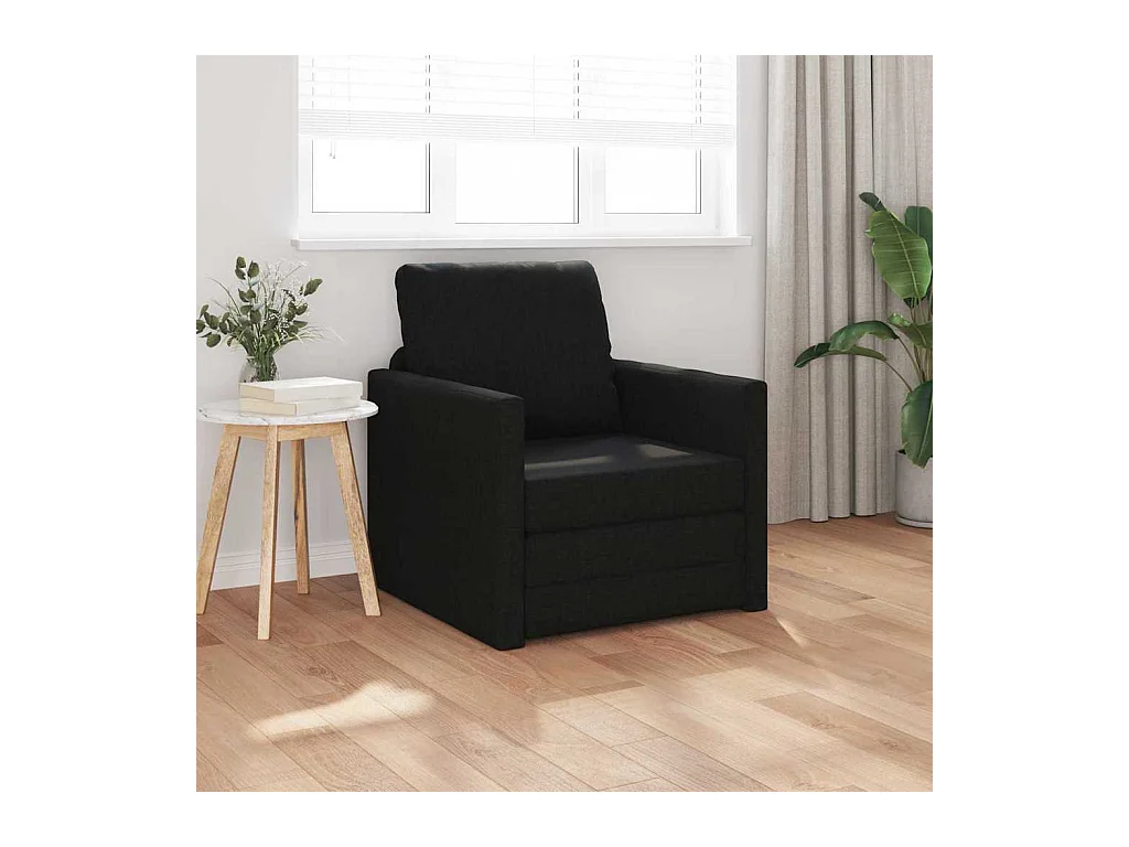 Canapé-lit avec coussin Noir 74 x 77 x 81 cm tissu