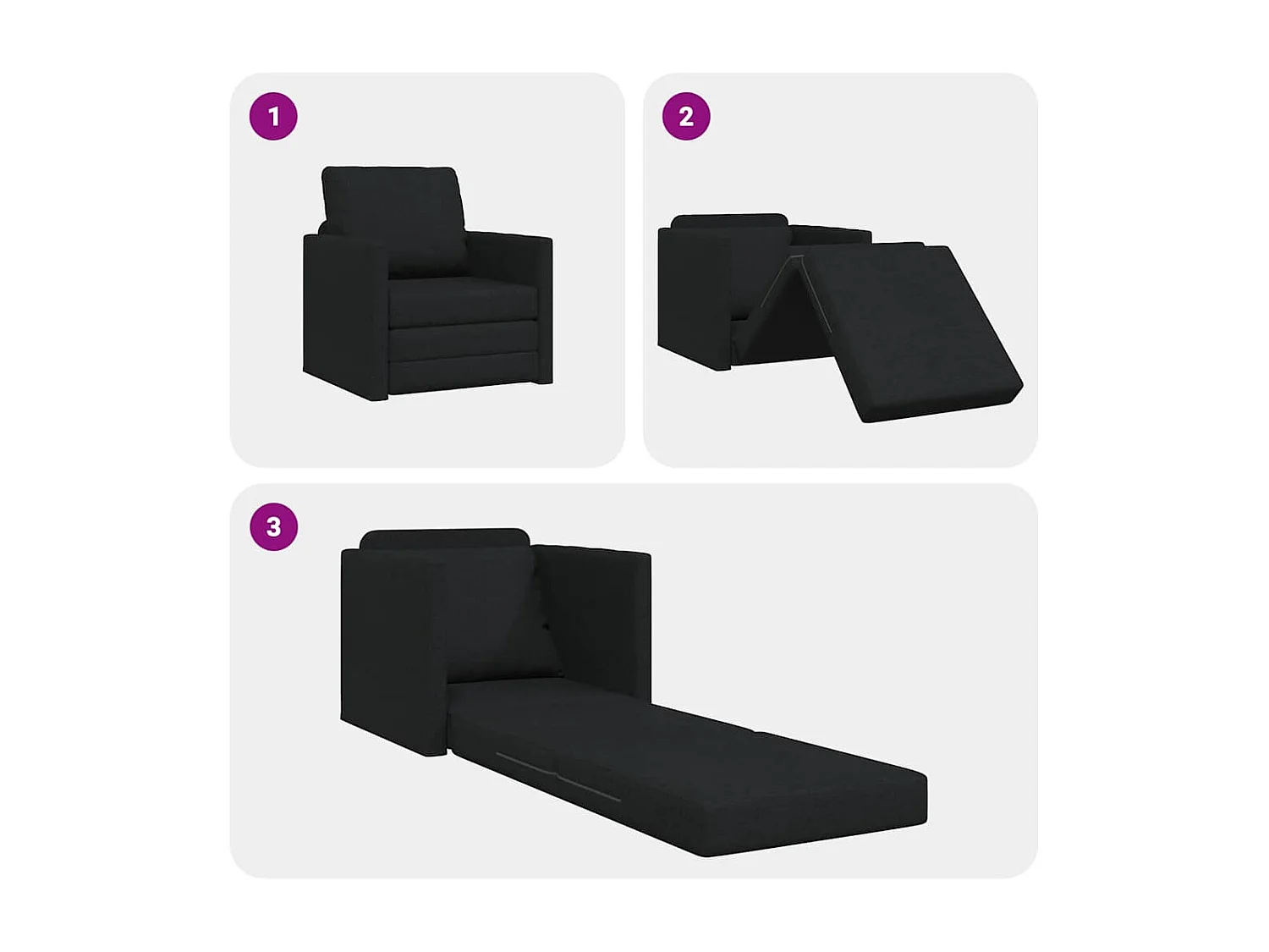 Slaapbank met kussen Zwart 74 x 77 x 81 cm stof