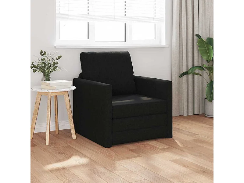 Canapé-lit avec coussin Noir 74 x 77 x 81 cm tissu