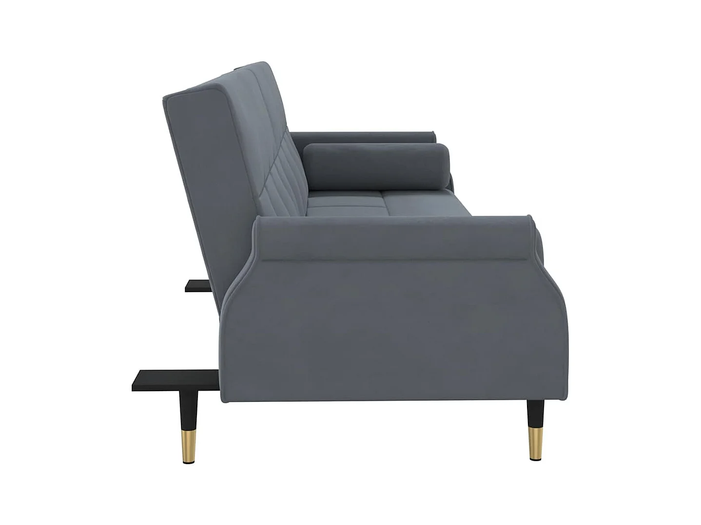 Divano letto con cuscini in velluto grigio scuro