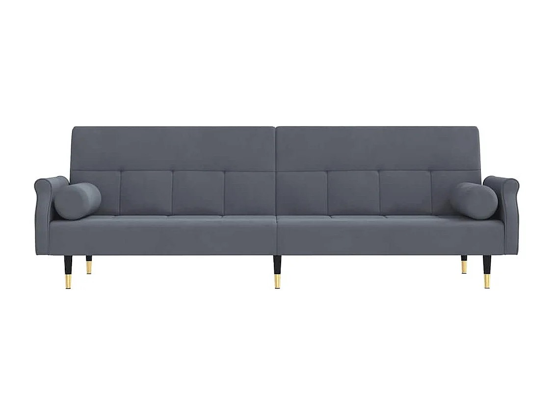 Slaapbank met donkergrijze fluwelen kussens