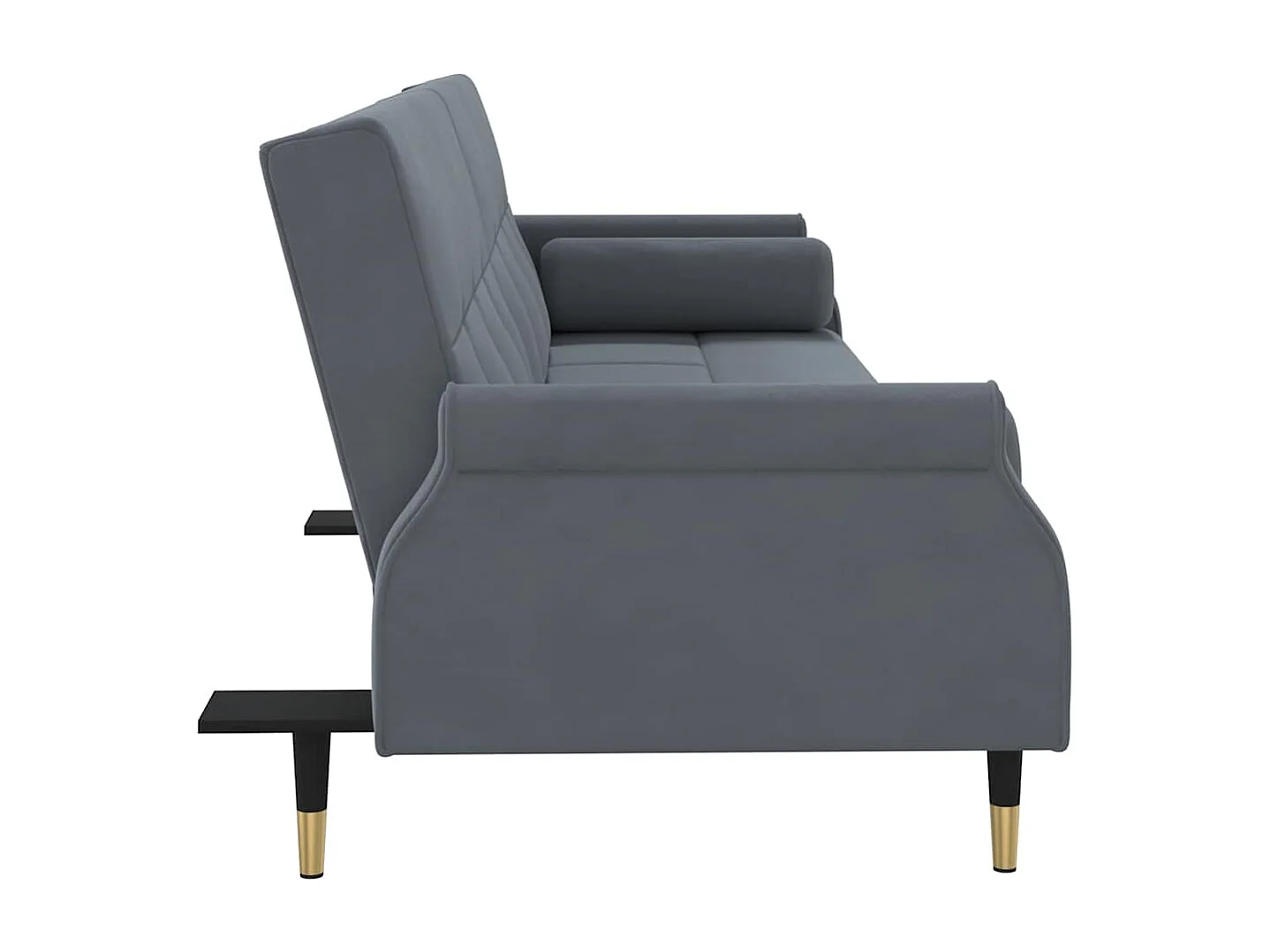 Slaapbank met donkergrijze fluwelen kussens