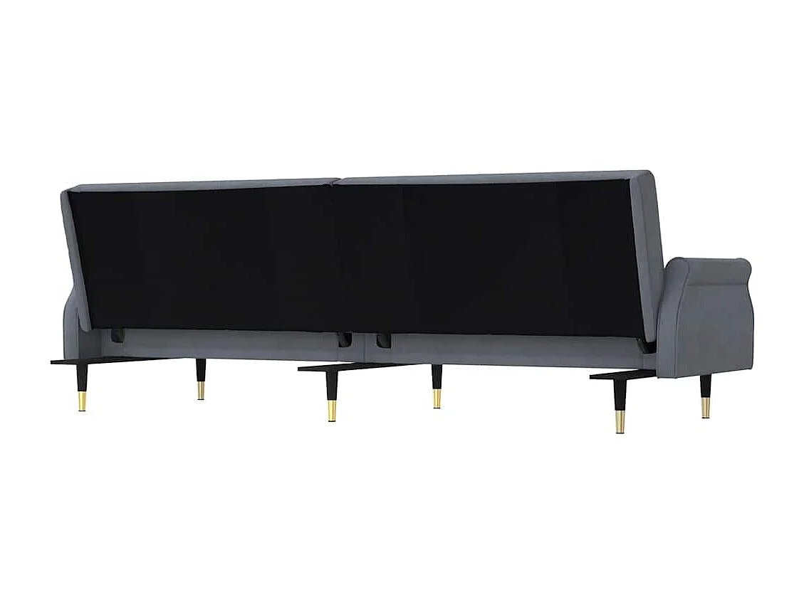 Slaapbank met donkergrijze fluwelen kussens