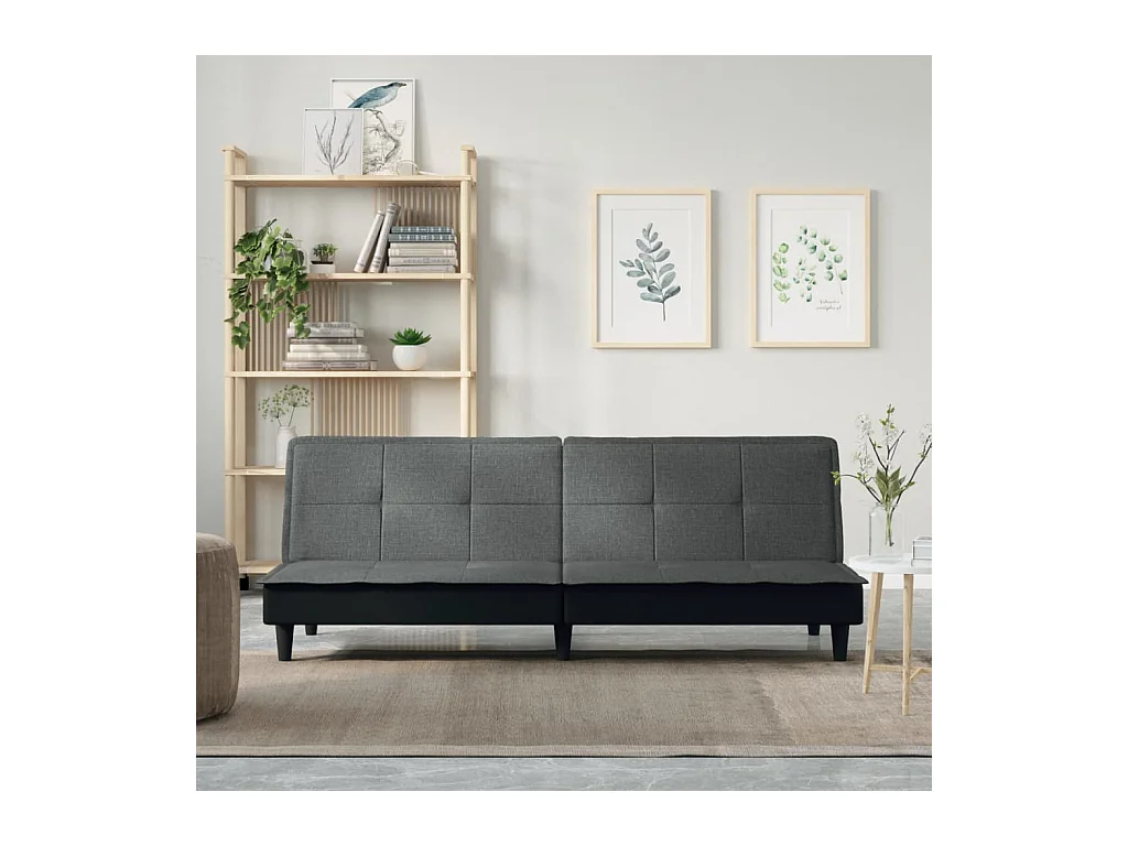 Sofá cama de tela gris oscuro
