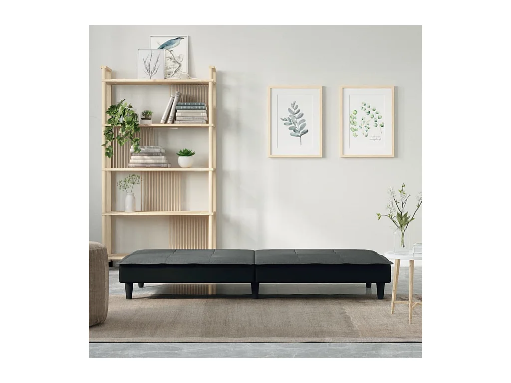 Sofá cama de tela gris oscuro