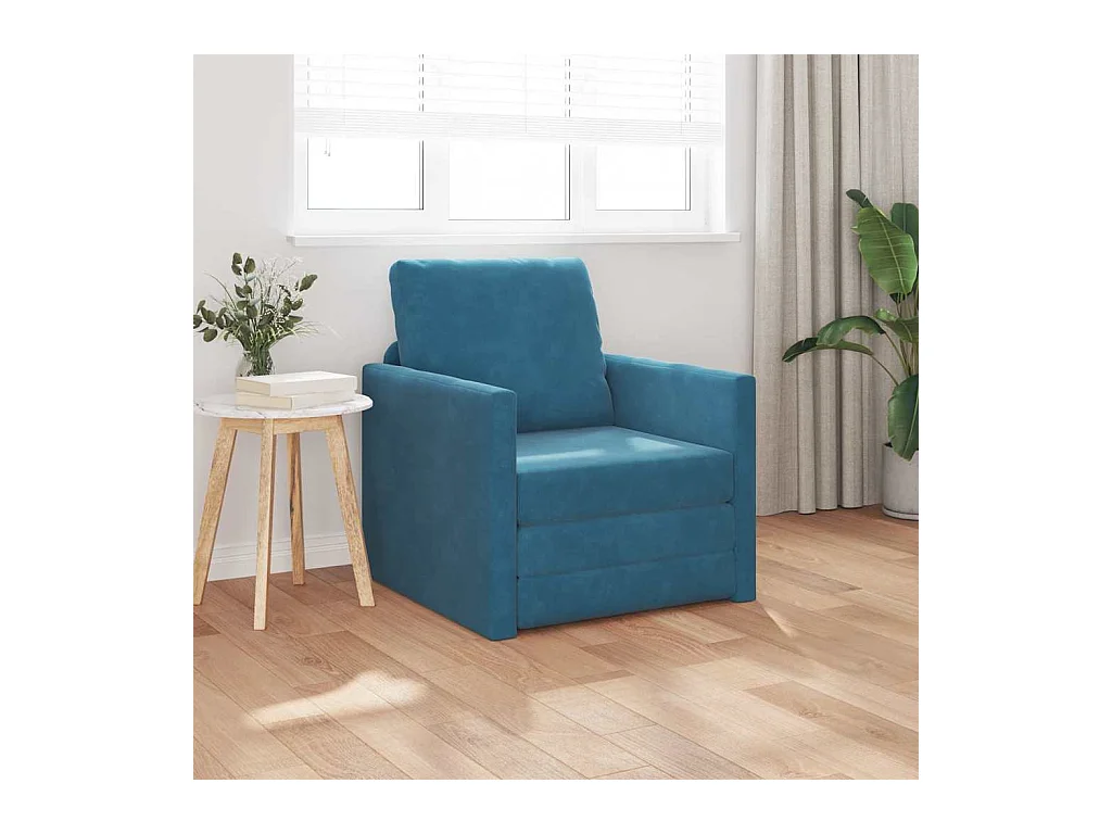 Sofá cama con cojín Azul 74 x 77 x 81 cm Terciopelo