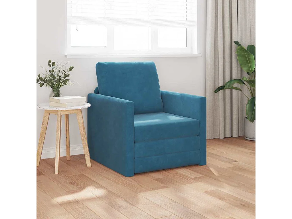 Divano letto con cuscino Blu 74 x 77 x 81 cm Velluto