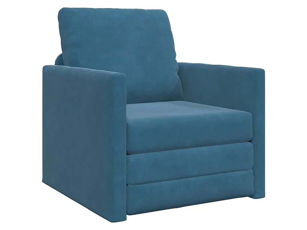Canapé-lit avec coussin Bleu 74 x 77 x 81 cm Velours