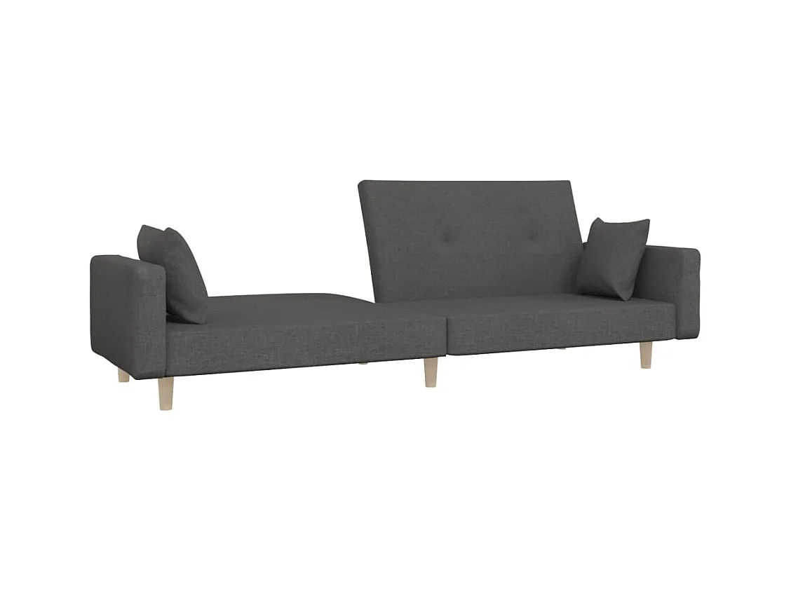 2-zits slaapbank met twee kussens, donkergrijze stof