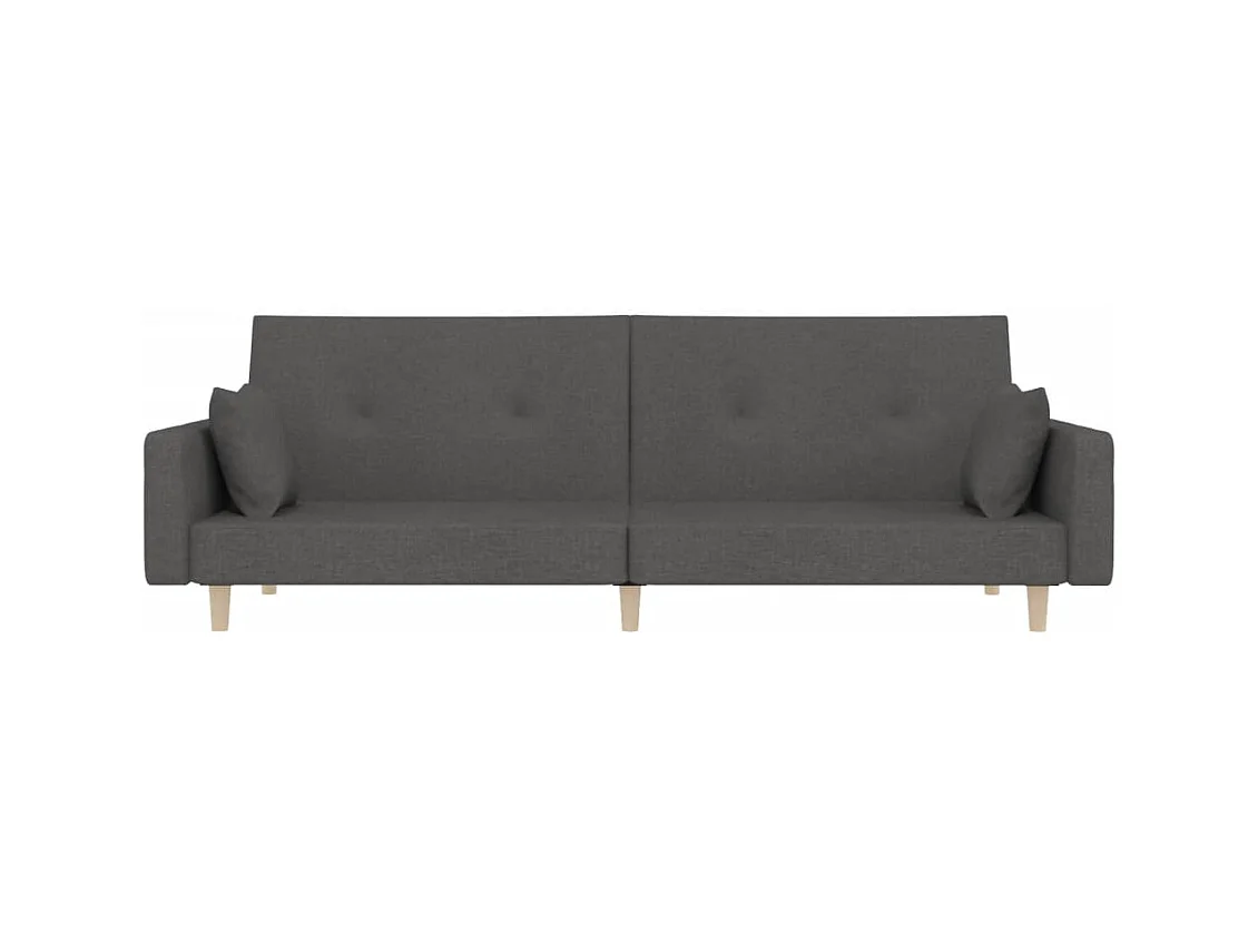 2-zits slaapbank met twee kussens, donkergrijze stof
