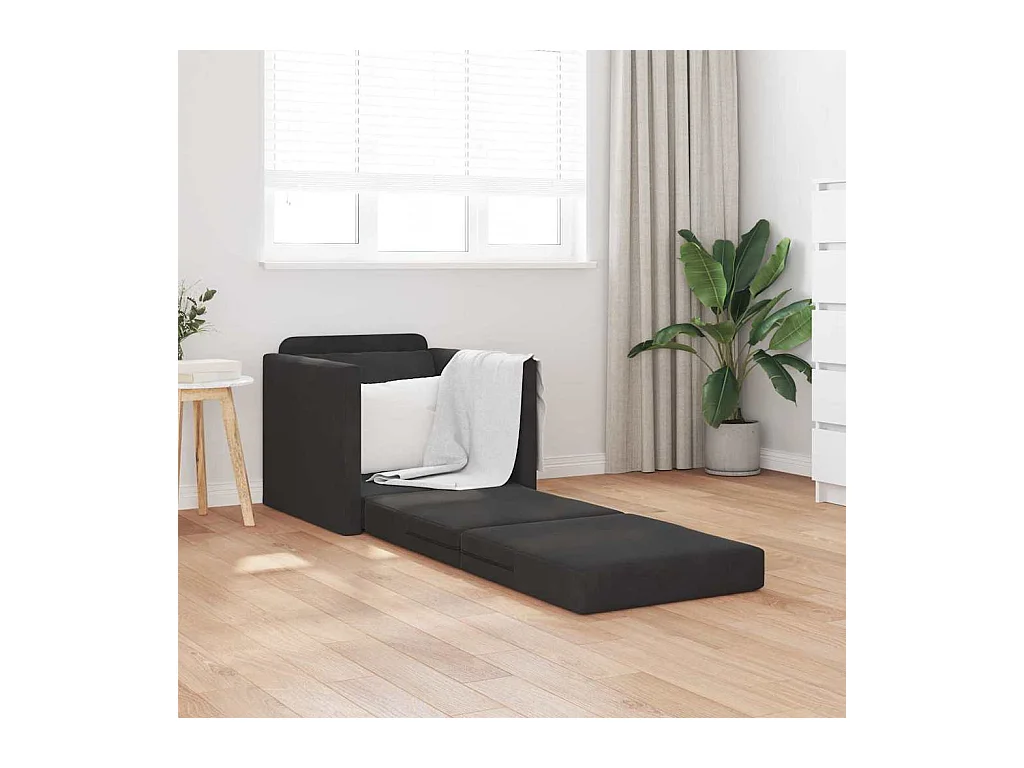 Divano letto con cuscino Nero 74 x 77 x 81 cm Velluto