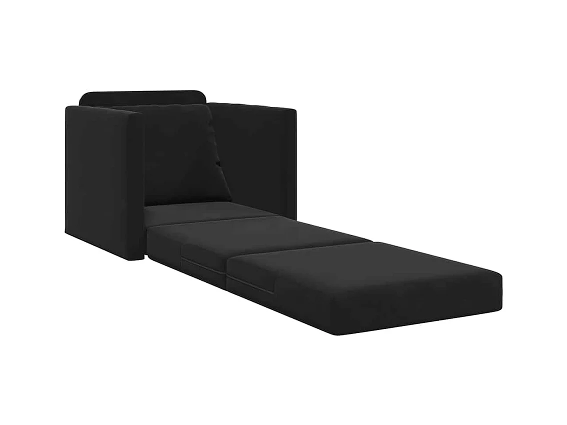 Divano letto con cuscino Nero 74 x 77 x 81 cm Velluto