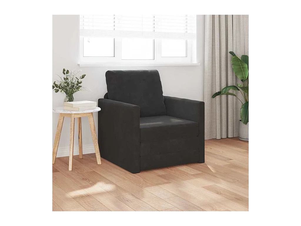 Canapé-lit avec coussin Noir 74 x 77 x 81 cm Velours