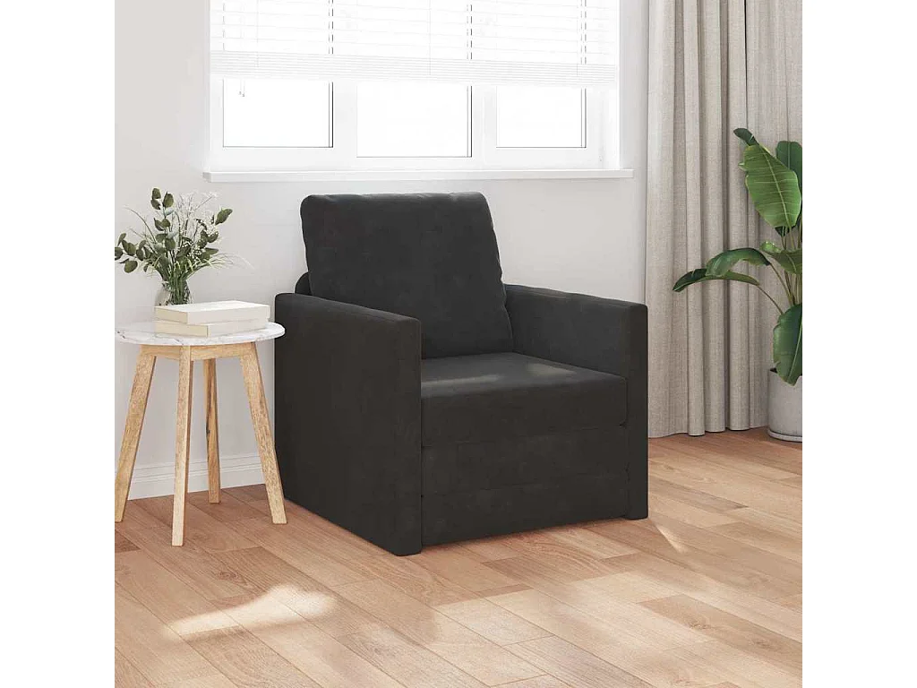 Canapé-lit avec coussin Noir 74 x 77 x 81 cm Velours