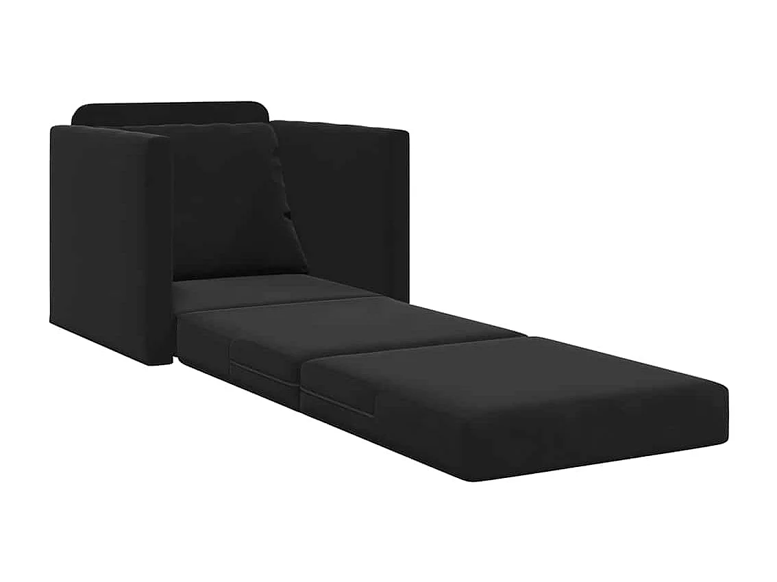 Canapé-lit avec coussin Noir 74 x 77 x 81 cm Velours
