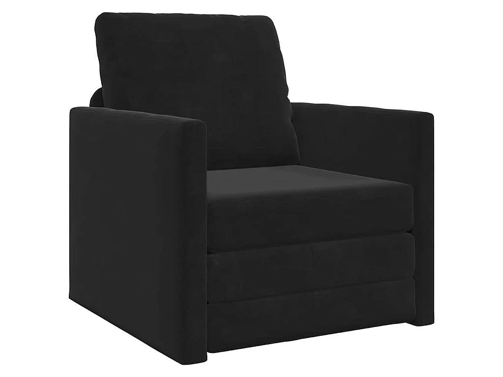 Divano letto con cuscino Nero 74 x 77 x 81 cm Velluto