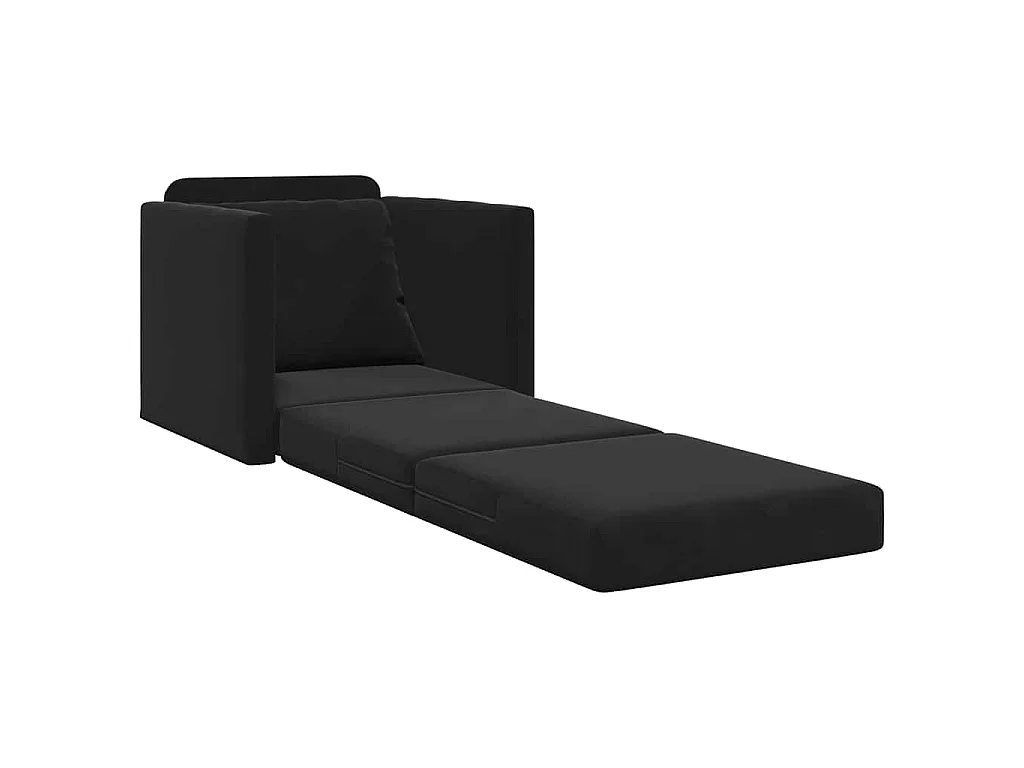 Divano letto con cuscino Nero 74 x 77 x 81 cm Velluto