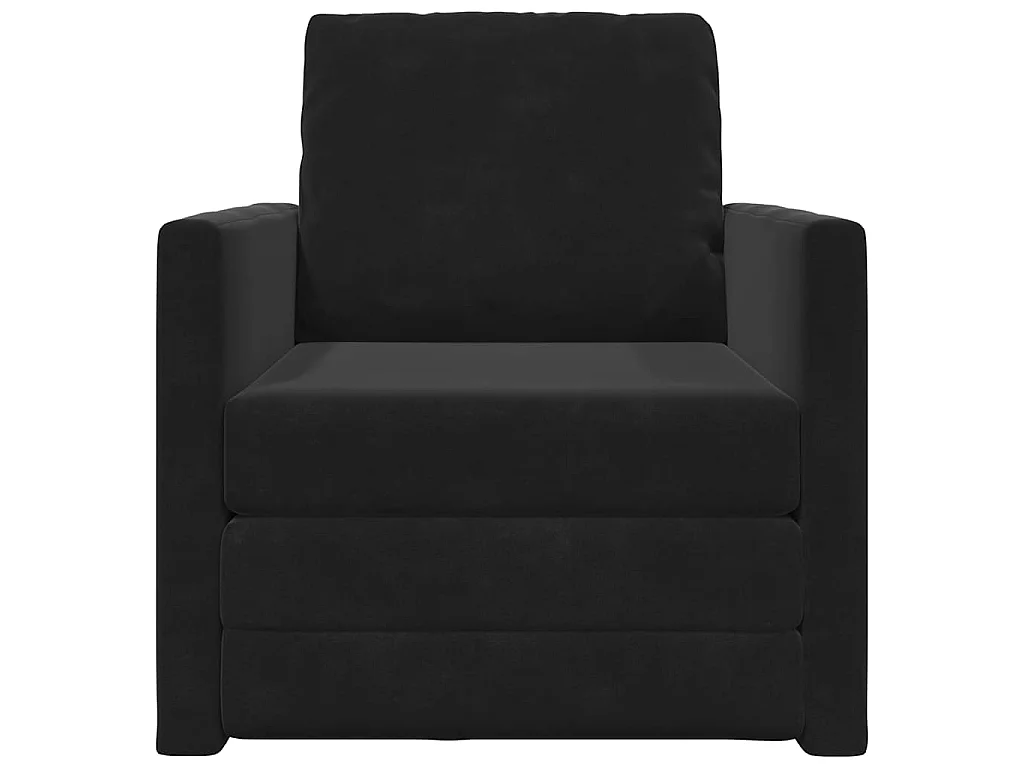 Divano letto con cuscino Nero 74 x 77 x 81 cm Velluto