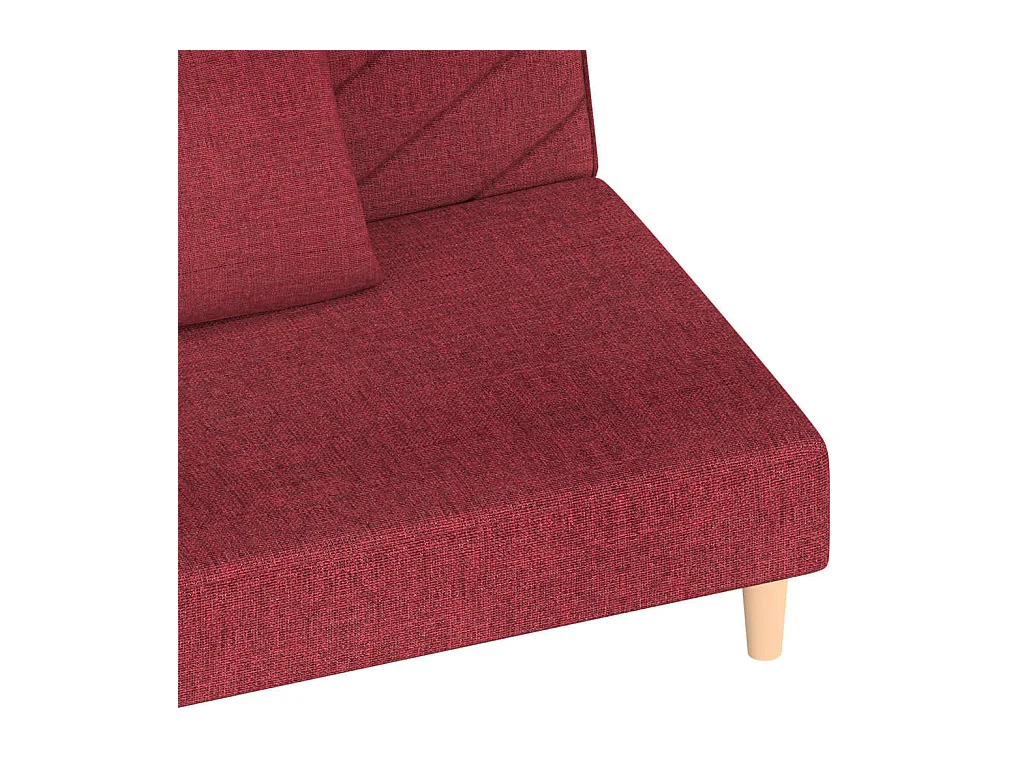 Divano letto a 2 posti con due cuscini in tessuto rosso bordeaux