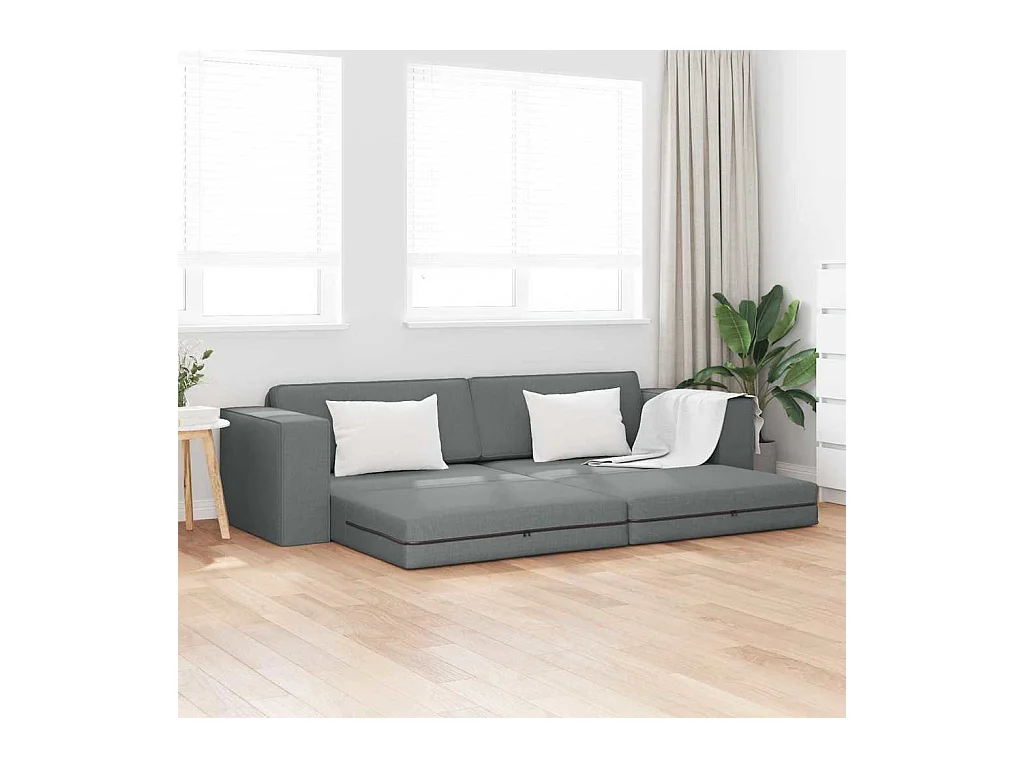 Divano letto da pavimento grigio scuro 245 x 78 x 77 cm in tessuto
