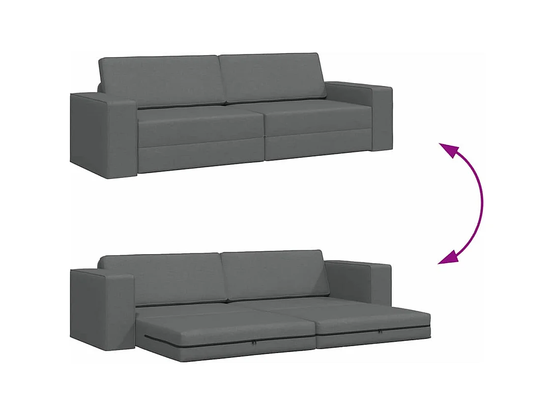 Divano letto da pavimento grigio scuro 245 x 78 x 77 cm in tessuto