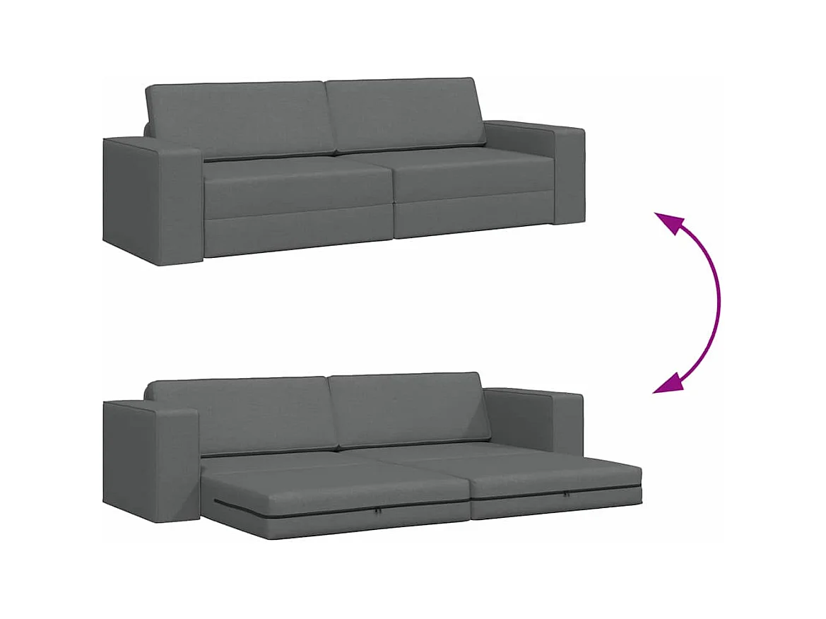 Divano letto da pavimento grigio scuro 245 x 78 x 77 cm in tessuto