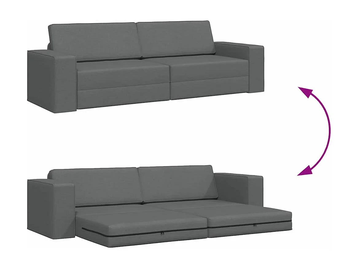 Divano letto da pavimento grigio scuro 245 x 78 x 77 cm in tessuto