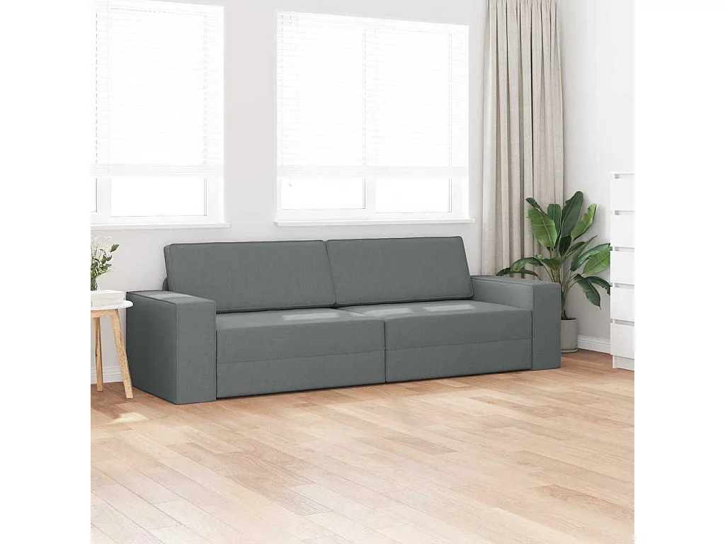 Canapé convertible 2 places en tissu gris 245x78x77 cm