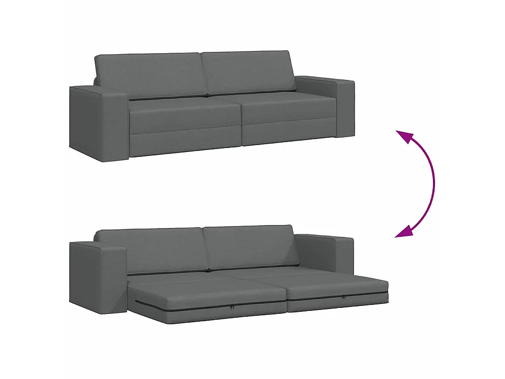 Canapé convertible 2 places en tissu gris 245x78x77 cm