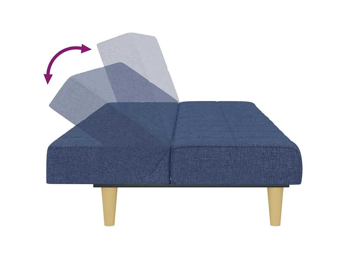Divano letto a 2 posti in tessuto blu