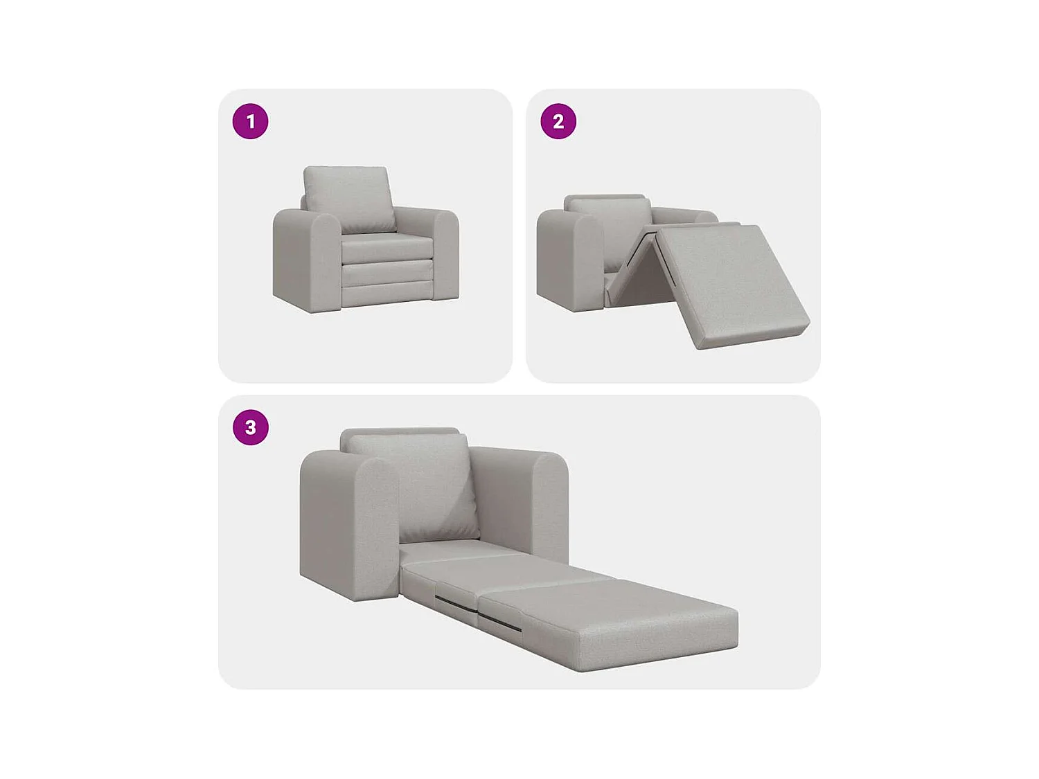 Divano letto grigio nuvola 98 x 71 x 83 cm tessuto