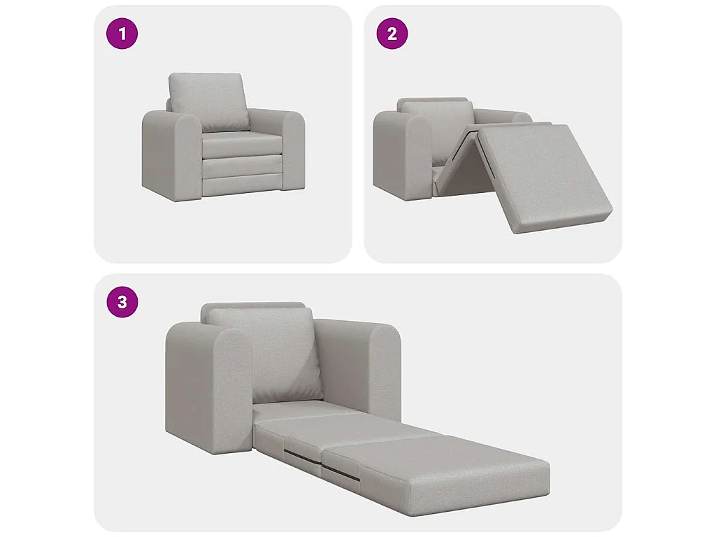 Canapé convertible 2 places en tissu gris LIT 98x71x83 cm