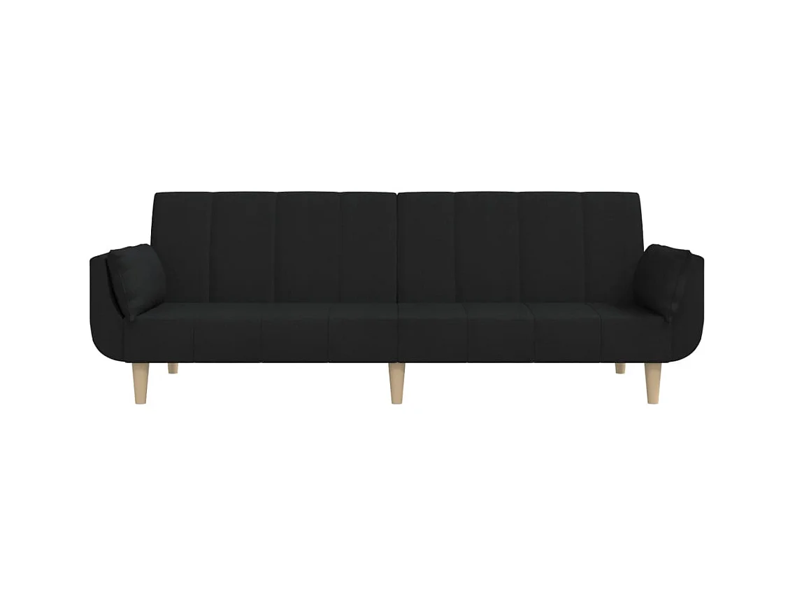 Sofá cama de 2 plazas con dos almohadas de tela negra