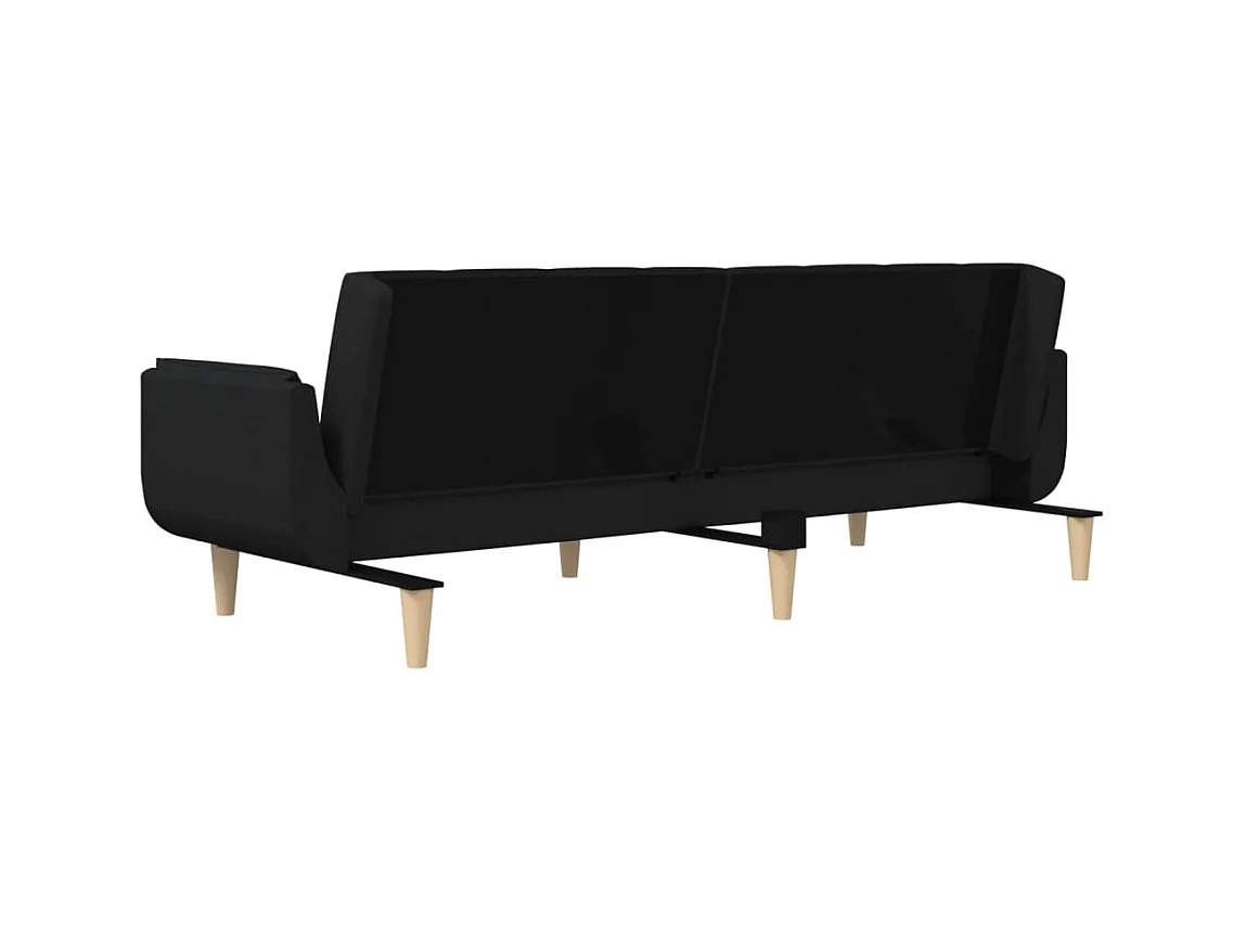 Sofá cama de 2 plazas con dos almohadas de tela negra