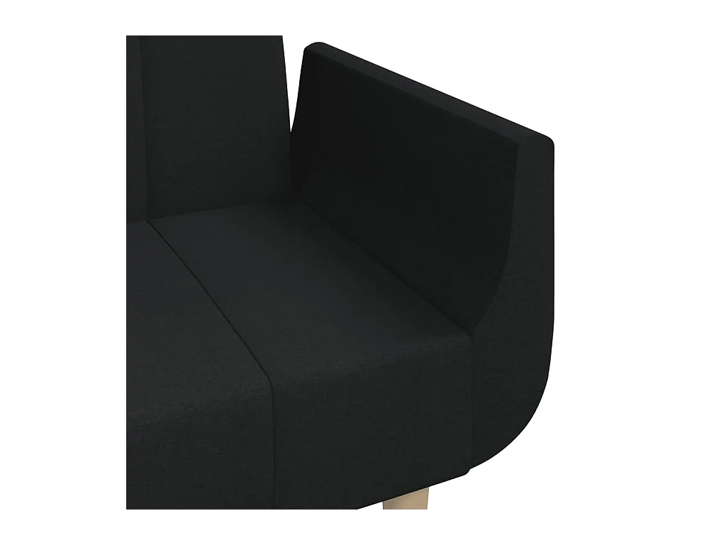 Sofá cama de 2 plazas con dos almohadas de tela negra