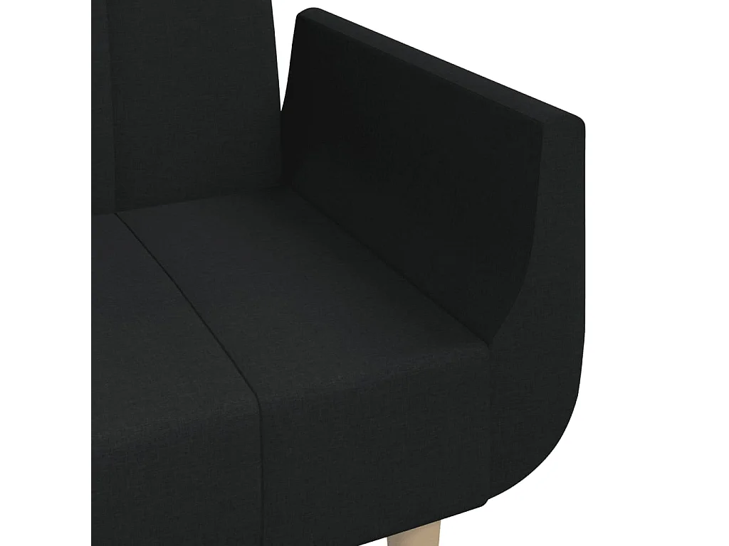 Sofá cama de 2 plazas con dos almohadas de tela negra