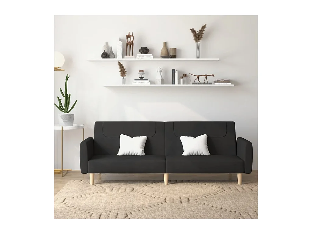 Zwarte stoffen 2-zits slaapbank