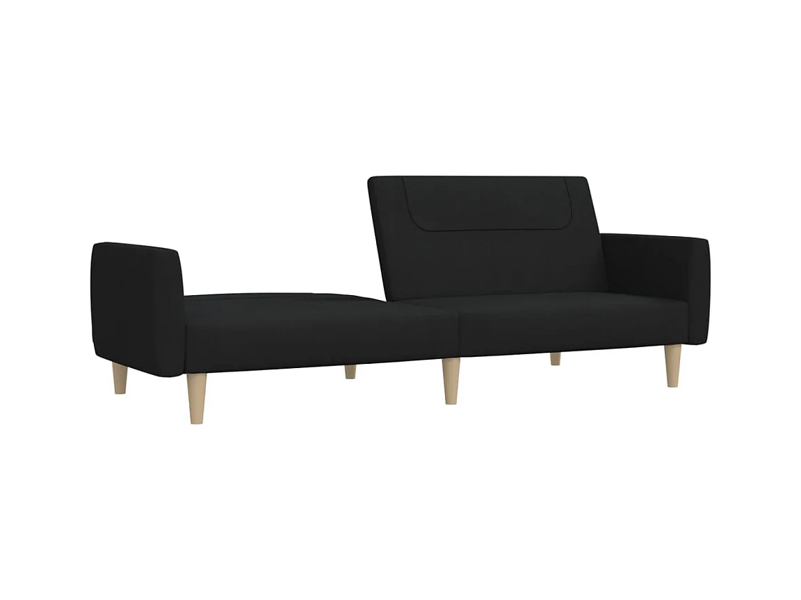 Zwarte stoffen 2-zits slaapbank