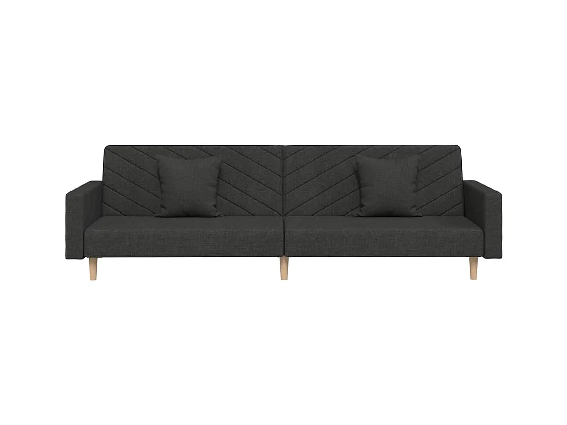 Sofá cama de 2 plazas con dos almohadas de tela negra