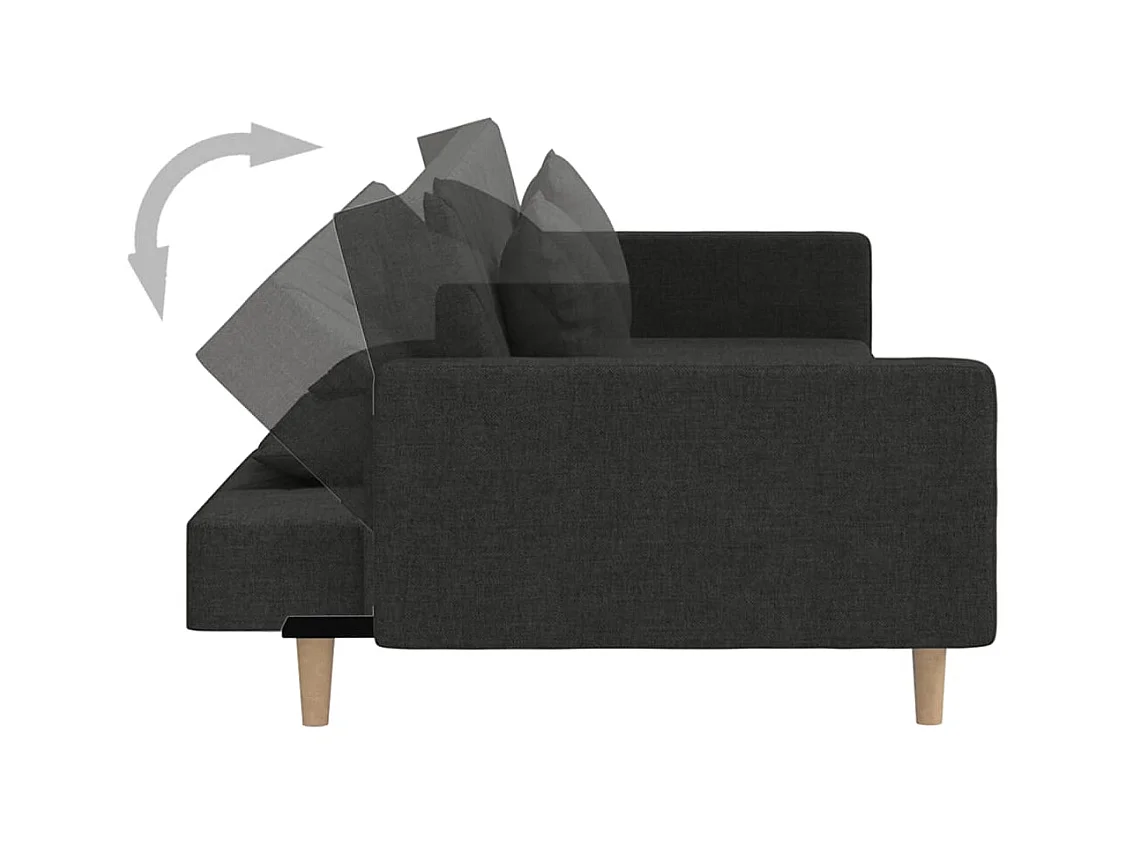 Sofá cama de 2 plazas con dos almohadas de tela negra