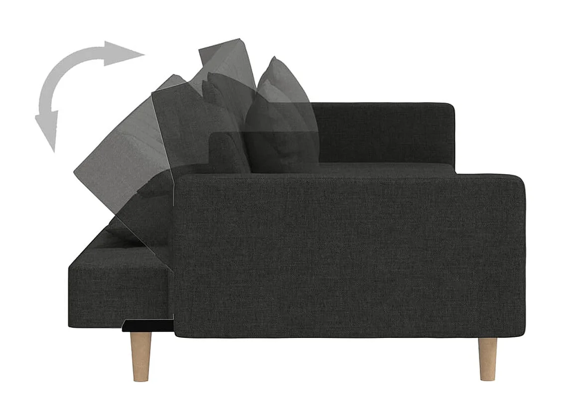 Sofá cama de 2 plazas con dos almohadas de tela negra