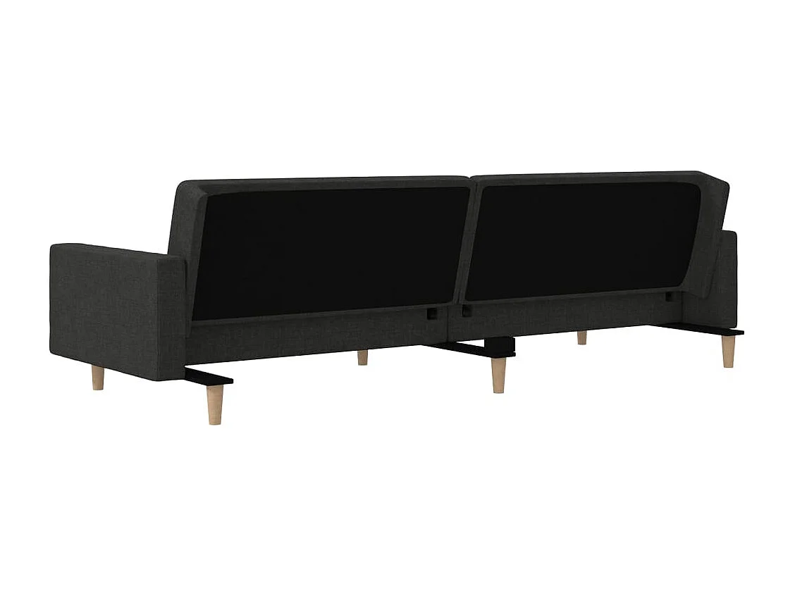 Sofá cama de 2 plazas con dos almohadas de tela negra