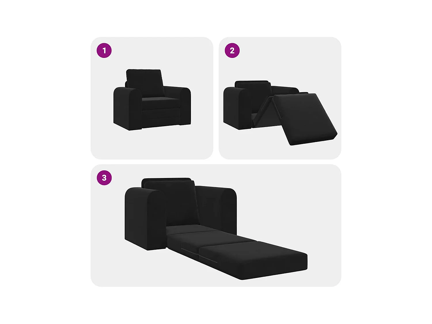 Divano letto nero 98 x 71 x 83 cm in velluto