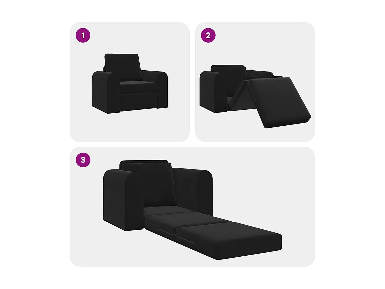 Zwarte slaapbank 98 x 71 x 83 cm fluweel