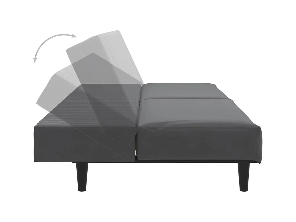 Divano letto a 2 posti in velluto grigio scuro