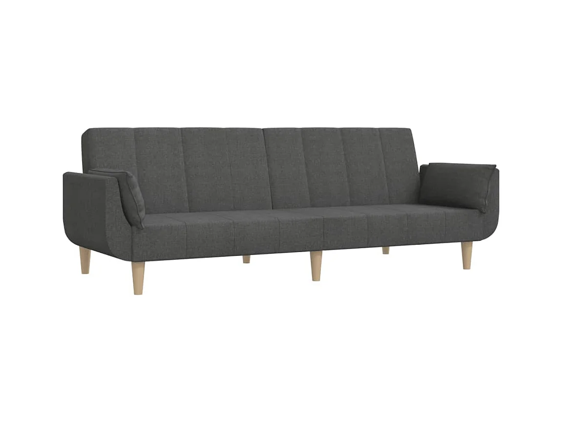 2-zits slaapbank met twee kussens, donkergrijze stof