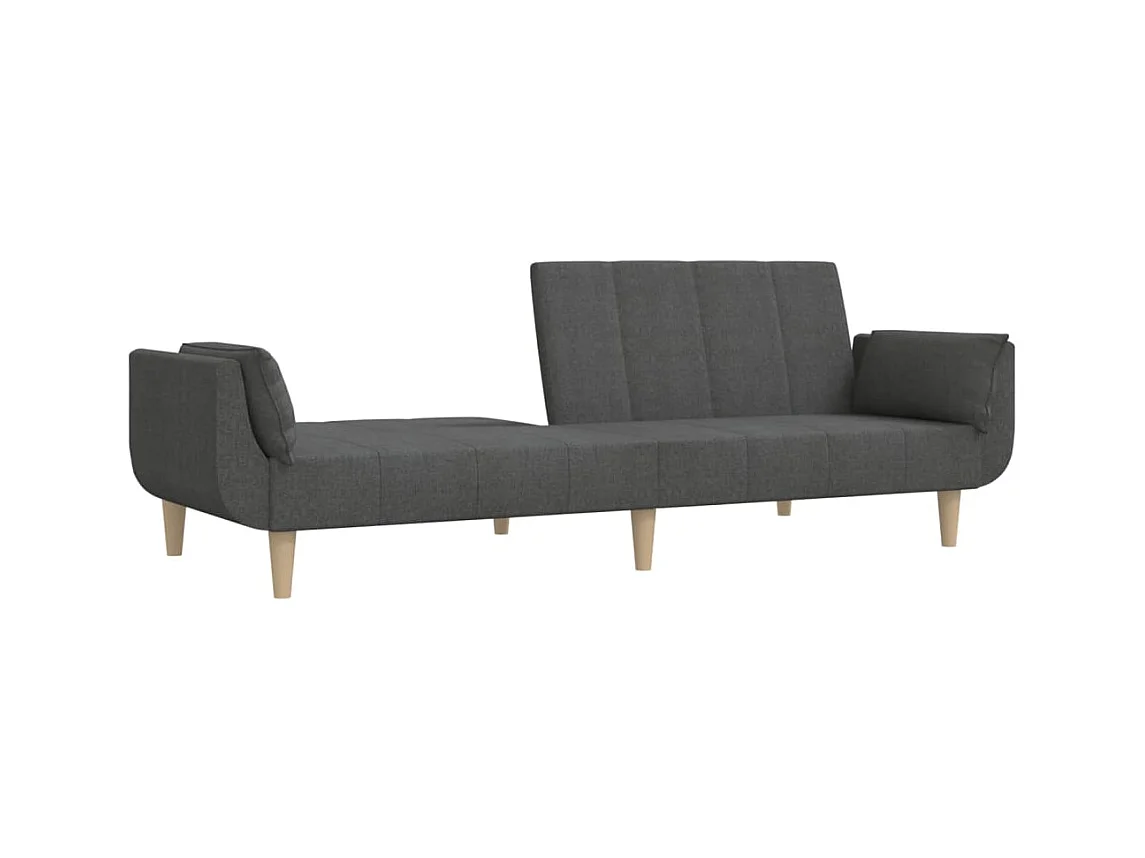 2-zits slaapbank met twee kussens, donkergrijze stof